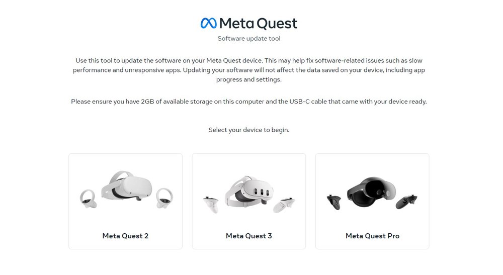 Meta Quest Software Update Tool